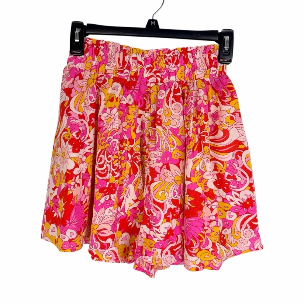 NWT Hello Molly Floral Shorts XS US 2 Pink Red Retro High Waisted Sorority Rush